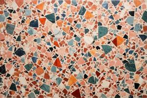 kleurrijk terrazzo textuur, veelkleurig terrazzo structuur achtergrond, terrazzo mozaïek- tegels, terrazzo marmeren achtergrond, ai generatief foto