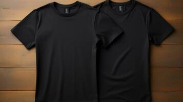 foto zwart t-shirts met kopiëren ruimte mockup generatief ai
