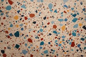 kleurrijk terrazzo textuur, veelkleurig terrazzo structuur achtergrond, terrazzo mozaïek- tegels, terrazzo marmeren achtergrond, ai generatief foto