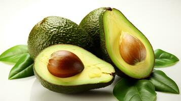 detailopname foto van avocado fruit Aan geïsoleerd wit achtergrond generatief ai