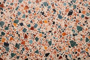 kleurrijk terrazzo textuur, veelkleurig terrazzo structuur achtergrond, terrazzo mozaïek- tegels, terrazzo marmeren achtergrond, ai generatief foto