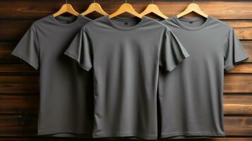 foto grijs t-shirts met kopiëren ruimte mockup generatief ai
