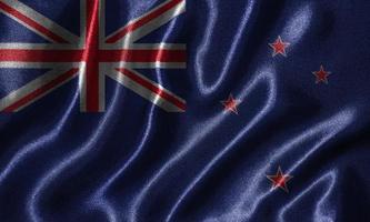 behang met de vlag van Nieuw-Zeeland en de wapperende vlag per stof. foto