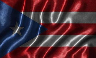 behang met vlag van Puerto Rico en wapperende vlag per stof. foto