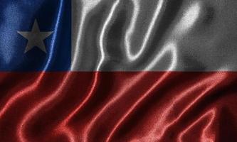behang door de vlag van Chili en wapperende vlag door stof. foto