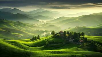 platteland land- mooi groen landschap ai gegenereerd foto