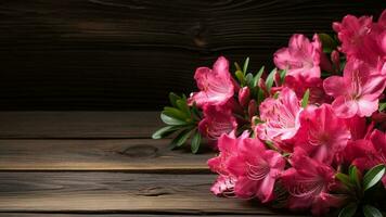 azalea rododendron Aan hout achtergrond met kopiëren ruimte, ai generatief foto