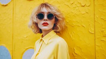 zomer mode portret vrouw vervelend zonnebril, ai generatief foto