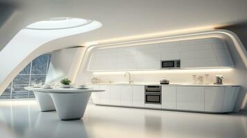 keuken interieur wit toon modern futurist ai generatief foto