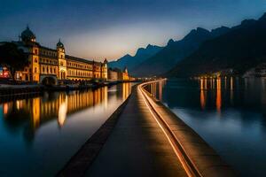 de stad van como Bij nacht. ai-gegenereerd foto