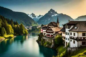 de mooi Alpen in Zwitserland. ai-gegenereerd foto