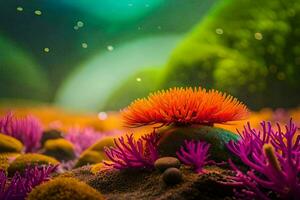 de oceaan is vol van kleurrijk zee anemonen. ai-gegenereerd foto