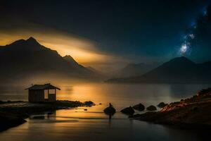 de melkachtig manier over- de meer. ai-gegenereerd foto