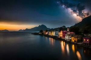 de melkachtig manier over- de stad- van pescara, Italië. ai-gegenereerd foto