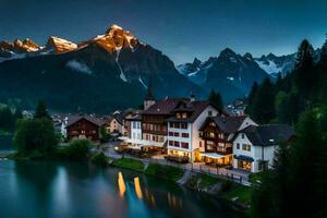 foto behang bergen, de nacht, Zwitserland, de Alpen, de Alpen, zw. ai-gegenereerd