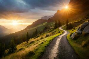 de weg naar de zon. ai-gegenereerd foto