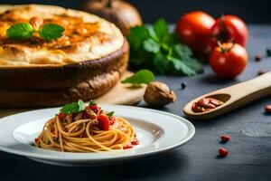 Italiaans voedsel in de keuken. ai-gegenereerd foto