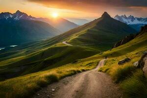 de weg naar de Alpen. ai-gegenereerd foto