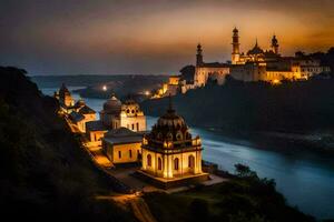 de stad van rishikesh, Indië. ai-gegenereerd foto