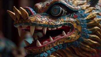 oude draak beeldhouwwerk, symbool van geestelijkheid en Chinese cultuur gegenereerd door ai foto