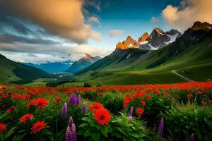 de bloemen van de berg. ai-gegenereerd foto