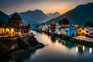 de mooi stad van rishikesh, Indië. ai-gegenereerd foto