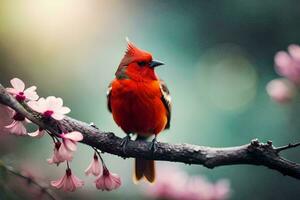foto behang de lucht, vogel, bloemen, de vogel, de vogel, de vogel, de. ai-gegenereerd