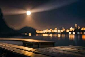 maanlicht, de nacht, de zee, de water, de maan, de lucht, de. ai-gegenereerd foto