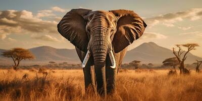 een beeld groot olifant in dieren in het wild, ai generatief foto