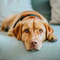 schattig labrador puppy buitenshuis. ai gegenereerd foto