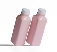 smoothie sap roze in plastic fles illustratie 3d geven foto