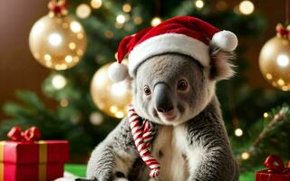 koala's Kerstmis viering feestelijk geest in de wild ai gegenereerd foto