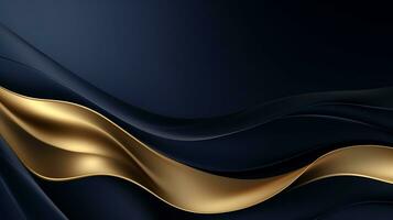 goud en marine blauw golven abstract luxe achtergrond ai generatief foto