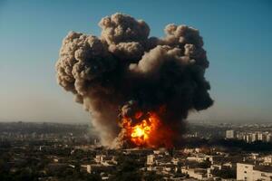 verwoesting stakingen, bom ontploffing in midden- oosten- metropolis, ai gegenereerd foto