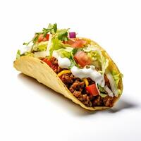 een heerlijk taco in geïsoleerd wit achtergrond ai generatief foto