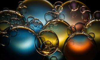 Doorzichtig, kleurrijk, en transparant bubbels van zeepachtig water creëren gebruik makend van generatief ai gereedschap foto