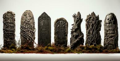 somber grafstenen in de begraafplaats, halloween festival van de dood - ai gegenereerd beeld foto