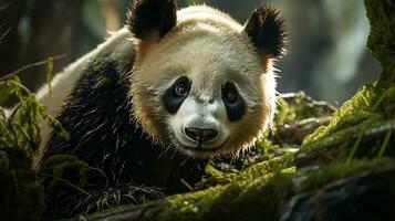 reusachtig panda beer gezicht detailopname, ai gegenereerd foto