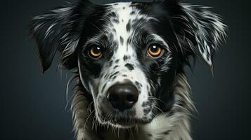 zwart en wit hond gezicht portret, ai gegenereerd foto