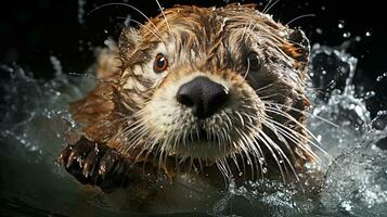 Otter zwemmen dier afbeelding, ai gegenereerd foto