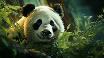 reusachtig panda beer gezicht detailopname, ai gegenereerd foto