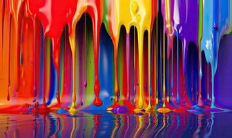 levendig regenboog tinten druppelen in abstract fantasie ontwerp. creëren gebruik makend van generatief ai gereedschap foto