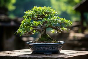 traditioneel Japans bonsai fabriek kunst ai gegenereerd foto