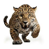 een jaguar in een springen geïsoleerd foto