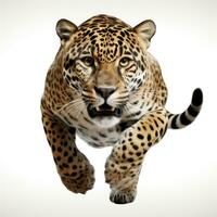 een jaguar in een springen geïsoleerd foto