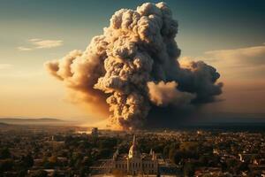 groot explosie in de stad ai gegenereerd foto