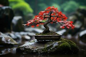 traditioneel Japans bonsai fabriek kunst ai gegenereerd foto