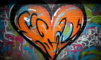 graffiti hart symboliseert schoonheid in stedelijk kunst creëren gebruik makend van generatief ai gereedschap foto