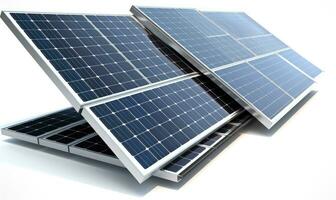 zonne- panelen en fotovoltaïsche modules ondersteuning groen energie creëren gebruik makend van generatief ai gereedschap foto