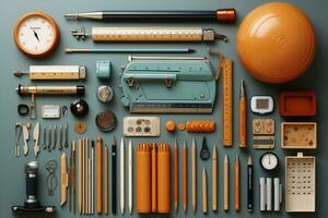 knolling stationair gereedschap vlak leggen ai gegenereerd foto